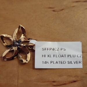 14K Plated Silver Floral Charm